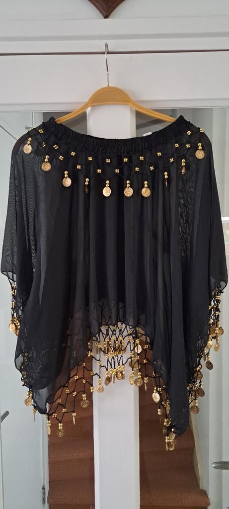 Zwarte rok met rinkelende gouden versiering, Maat 38/40 (M), Carnaval, Ophalen of Verzenden, Zo goed als nieuw