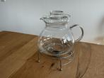 Glazen theepot met warmhouder, Ophalen of Verzenden, Zo goed als nieuw