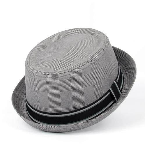 Grijze pork pie hoed / heren dames jazz bowler, Kleding | Heren, Hoeden en Petten, Nieuw, Hoed, Verzenden