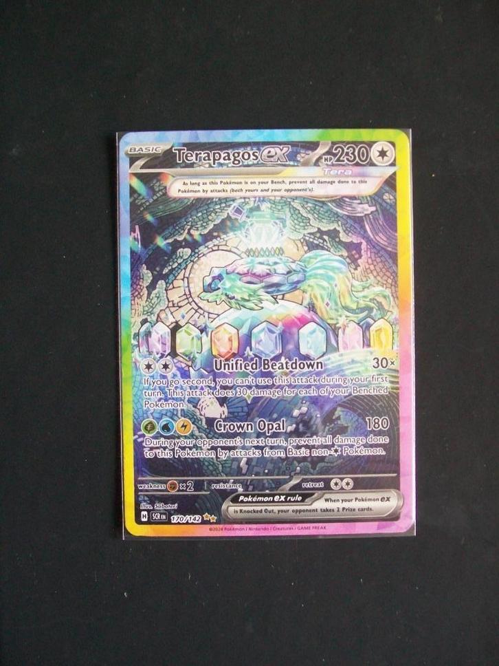 4502 Nieuwe Pokemon Kaart SECRET TERAPAGOS EX HP 230 170/142, Hobby en Vrije tijd, Verzamelkaartspellen | Pokémon, Nieuw, Losse kaart