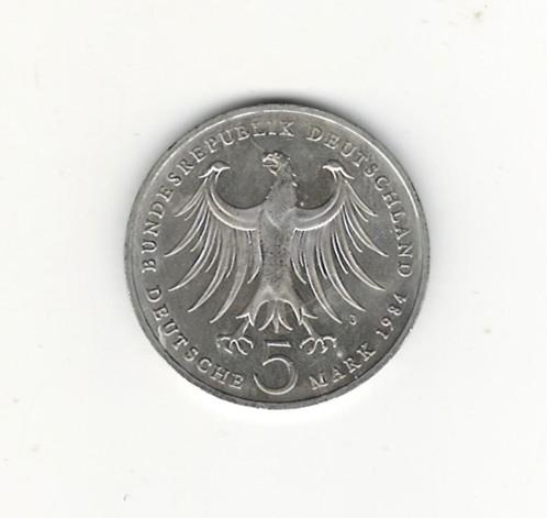 UNC 5 Duitse mark 1984 J. Mendelssohn, Postzegels en Munten, Munten | Europa | Niet-Euromunten, Losse munt, Duitsland, Ophalen of Verzenden