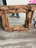 Landelijke Houten spiegel 50x50, Huis en Inrichting, Woonaccessoires | Spiegels, Vierkant, Ophalen of Verzenden, Zo goed als nieuw