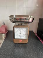 Wesco retro keuken weegschaal klok chocolade bruin, Minder dan 10 kg, Keukenweegschaal, Ophalen of Verzenden, Zo goed als nieuw