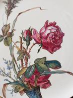 Mooi groot oud bord uit Engeland met een roos 30,4 cm., Antiek en Kunst, Ophalen of Verzenden