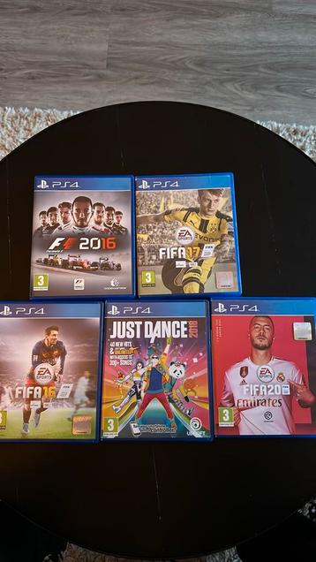 5 PlayStation 4 games PS4 fifa 16/17/20 F1 2016 - just dance