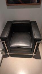 Zwart leren design fauteuil hoogwaardig leer en chroom tijdl, Huis en Inrichting, Fauteuils, Ophalen, Zo goed als nieuw