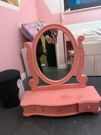 Roze Kaptafel met Spiegel, Ophalen, Gebruikt, 100 tot 150 cm, Ovaal