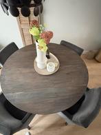 Houten ronde eettafel Aura peeperkorn  met 4 stoelen, Ophalen, Gebruikt, Rond, Landelijk