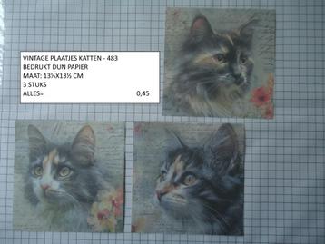 vintage plaatjes 13½x13½ katten 483 ( alleen verzenden beschikbaar voor biedingen