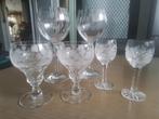 6 mooi kristallen glazen, 2 van Val Saint Lambert, Ophalen of Verzenden