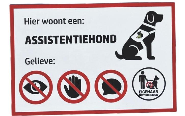 Aluminium bordje Hier woont een assistentiehond, Dieren en Toebehoren, Honden-accessoires, Nieuw, Ophalen of Verzenden