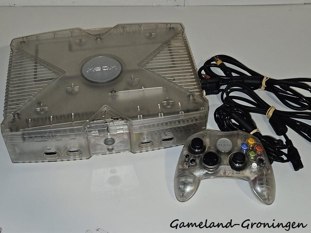 Xbox met Controller & Bedrading (Crystal), Gebruikt, -, Crystal/doorzichtig, -