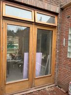 Hardhouten openslaande deuren met bovenlichten, Doe-het-zelf en Verbouw, Kozijnen en Schuifpuien, Gebruikt, Deurkozijn, Inclusief glas