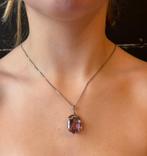 Amethist 14k gouden antieke diamanten ketting hanger dames
