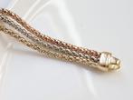 18 Karaat Tricolor Gouden Mesh Schakel Armband, Sieraden, Tassen en Uiterlijk, Armbanden, Ophalen of Verzenden, Zo goed als nieuw