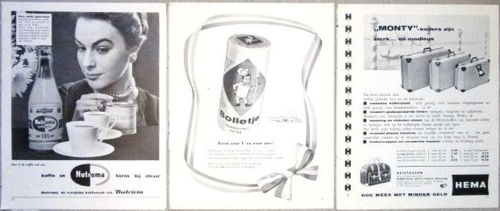 Advertenties reclames van juni 1957, Verzamelen, Merken en Reclamevoorwerpen, Gebruikt, Overige typen, Ophalen of Verzenden