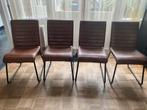 4 leren eettafelstoelen van Goossens, Huis en Inrichting, Stoelen, Ophalen, Gebruikt, Bruin, Leer