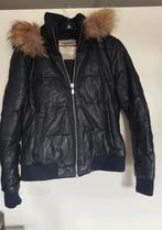 McGregor Blauw Leren Jas met Bontkraag, Maat 38/40 (M), McGregor, Blauw, Ophalen of Verzenden