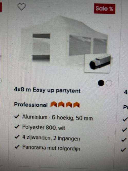 Easy Up partytent professional 4 x 8  meter, Tuin en Terras, Partytenten, Nieuw, Partytent, 2 meter of meer, 8 meter of meer, 4 tot 6 meter