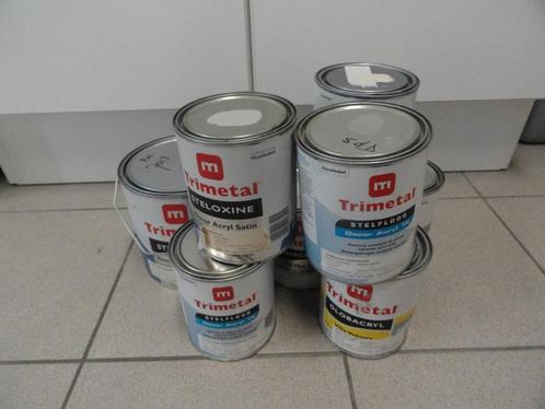 PARTIJ TRIMETAL WATERGEDRAGEN VERF EN LAK DIVERSE KLEUREN, Doe-het-zelf en Verbouw, Verf, Beits en Lak, Nieuw, Lak, Minder dan 5 liter