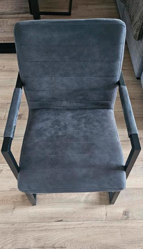 Eetkamerstoelen Lizzy 4 stuks, Huis en Inrichting, Stoelen, Gebruikt, Vier, Leer, Stof, Grijs, Ophalen