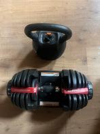 Bowflex dumbell halterset en taurus kettlebelt, Sport en Fitness, Ophalen of Verzenden, Zo goed als nieuw, Halterset