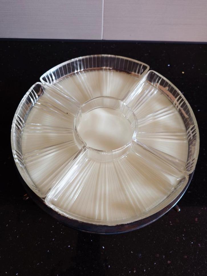 Vintage Borrelplateau Draaibaar Verzilverd, Huis en Inrichting, Woonaccessoires | Schalen en Manden, Gebruikt, Rechthoekig, Overige materialen