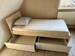 Mooi bed 90x200 met opberglades, Ophalen, 90 cm, Eenpersoons, Wit