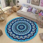 Blauw Mandala Rond Vloerkleed / Tapijt Mat Lotus India Yoga, Verzenden, Nieuw, Blauw, Rond