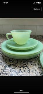 4 x Vintage Anchor Hocking fire king jadeite, Ophalen of Verzenden, Gebruikt, Glas, Overige stijlen
