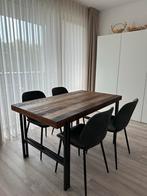Eettafelset DTP Home met 4 Byboo Seashell stoelen, Huis en Inrichting, Tafels | Eettafels, Ophalen, 100 tot 150 cm, Teakhout, 50 tot 100 cm