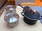 Pannenset 11st. - voor gas, Huis en Inrichting, Keuken | Potten en Pannen, Ophalen, Gebruikt, Rvs, Pannenset