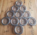 11 Glazen onderzetters met verzilverde rand, Antiek en Kunst, Ophalen of Verzenden