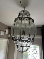 Vintage industriële hanglamp met bubbeltjesglas – set van 2, Ophalen, Zo goed als nieuw, Glas, 50 tot 75 cm