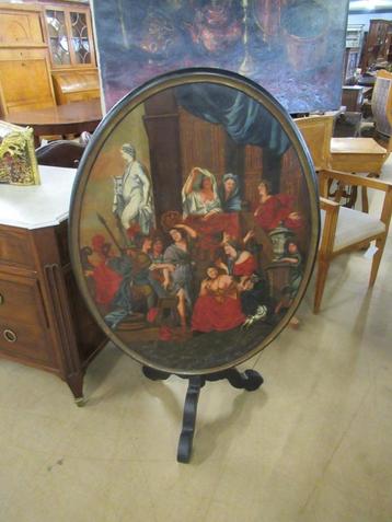 oer 09311 ANTIEKE beschilderde ovale klaptafel (1800-1810) beschikbaar voor biedingen