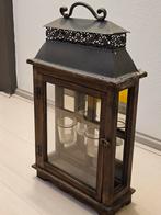 Lantaarn hout metaal glas h51 cm, Ophalen, Gebruikt