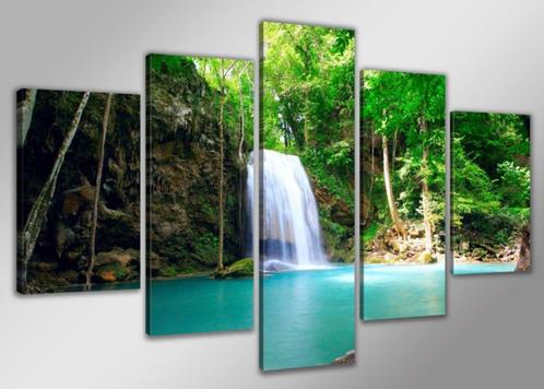 Nieuw * 5 Luik Canvas Schilderij Paradijs Waterval 80x160cm, Huis en Inrichting, Woonaccessoires | Schilderijen, Tekeningen en Foto's