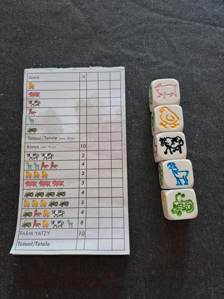 Tafelspel farm Yatzy kinder yahtzee boerderij versie 5+, Hobby en Vrije tijd, Gezelschapsspellen | Overige, Zo goed als nieuw
