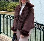 LUMINA suede-look jas bruin met fakefur mt M/L, Kleding | Dames, Maat 38/40 (M), Prato, Italie, LUMINA, Verzenden
