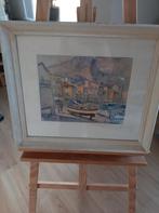 Aquarel van Haven in Villefrance van Armand Robert, Antiek en Kunst, Kunst | Schilderijen | Klassiek, Ophalen