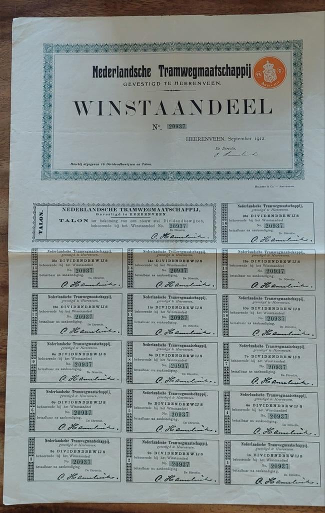 NTM. Winstaandeel. Heerenveen., Ophalen of Verzenden, Gebruikt, Tram, Overige typen