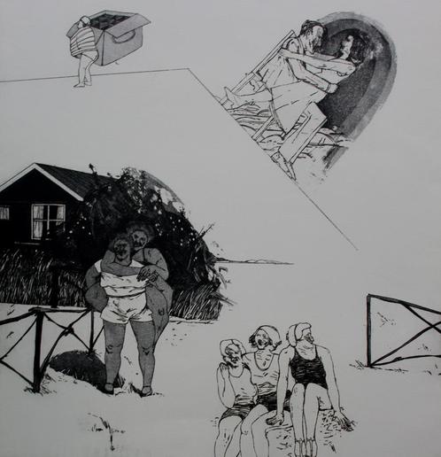 Kees Spermon - Ets/aquatint: Family scene - 1970, Antiek en Kunst, Kunst | Etsen en Gravures, Ophalen of Verzenden