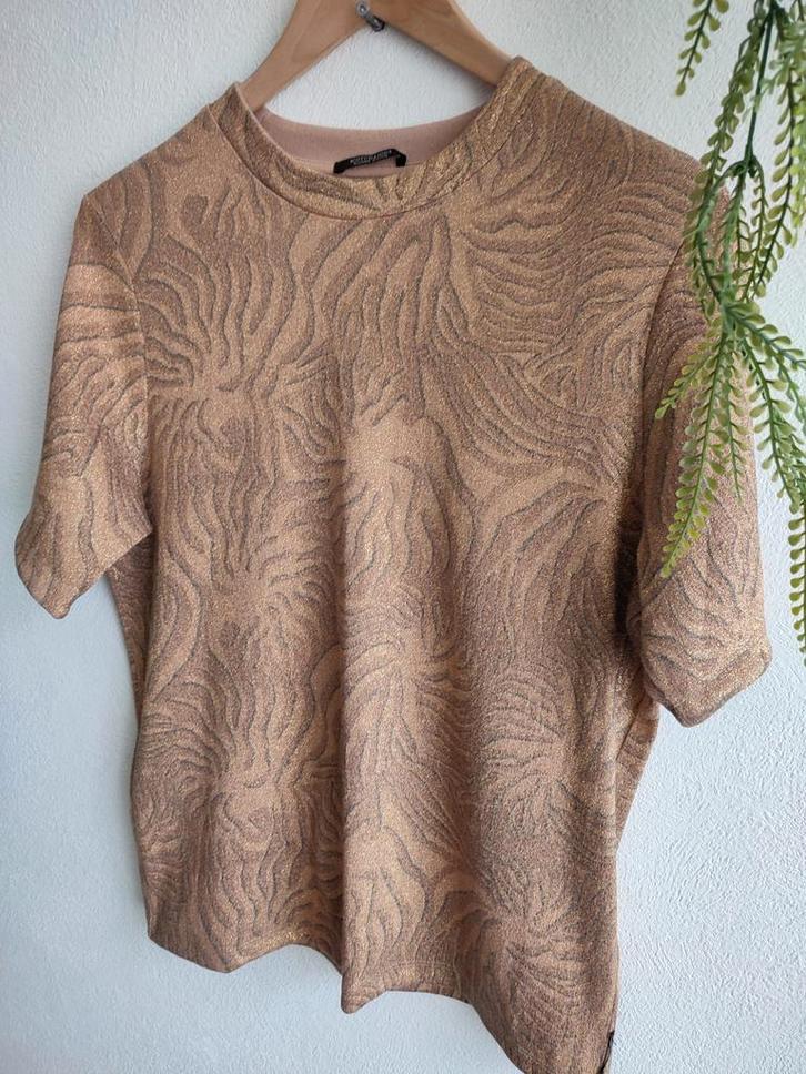 Scotch & Soda XS - S printed Relaxed-Fit Blend T-Shirt goud, Kleding | Dames, T-shirts, Gedragen, Maat 34 (XS) of kleiner, Beige