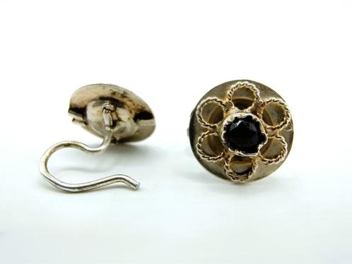 Zilveren rouw oorbellen met gitten, Sieraden, Tassen en Uiterlijk, Antieke sieraden, Oorbellen, Zilver, Met edelsteen, Verzenden