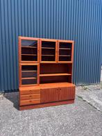Vintage kast vitrinekast highboard  teak boekenkast, Ophalen, Gebruikt, X, 25 tot 50 cm