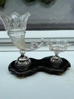 Antiek rookstel van kristal met zilveren voetjes, Antiek en Kunst, Ophalen of Verzenden