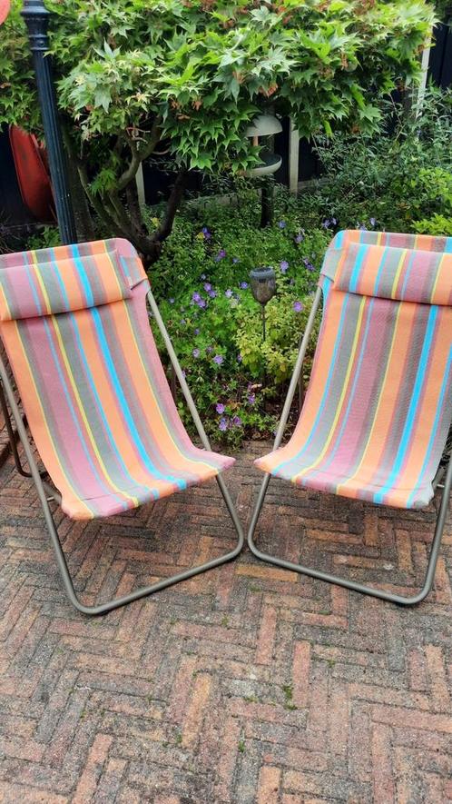 Twee heerlijke stoelen van Lafuma (retro, vintage), Tuin en Terras, Tuinstoelen, Gebruikt, Aluminium, Verstelbaar, Ophalen