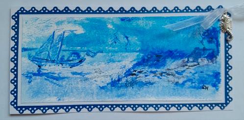 Scheepje in de storm, geschilderd met aquarel verf., Hobby en Vrije tijd, Kaarten | Zelfgemaakt, Zo goed als nieuw, Ophalen of Verzenden