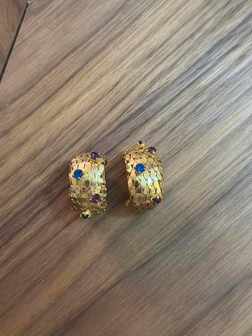 Vintage Jaren '50/'60 Oorklips met Kleurrijke Steentjes beschikbaar voor biedingen