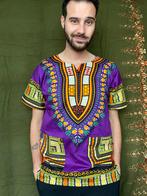 Dashiki shirt - paars - meerkleurig - African - M/medium, Kleding | Heren, T-shirts, Gedragen, Maat 48/50 (M), Ophalen of Verzenden